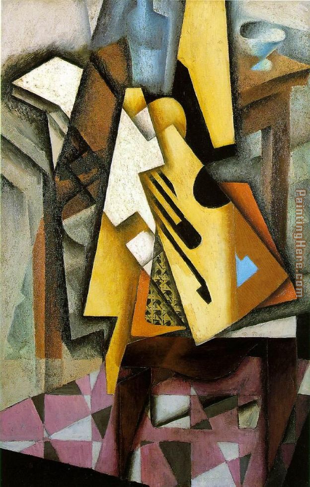 Guitar on a Chair painting - Juan Gris Guitar on a Chair art painting